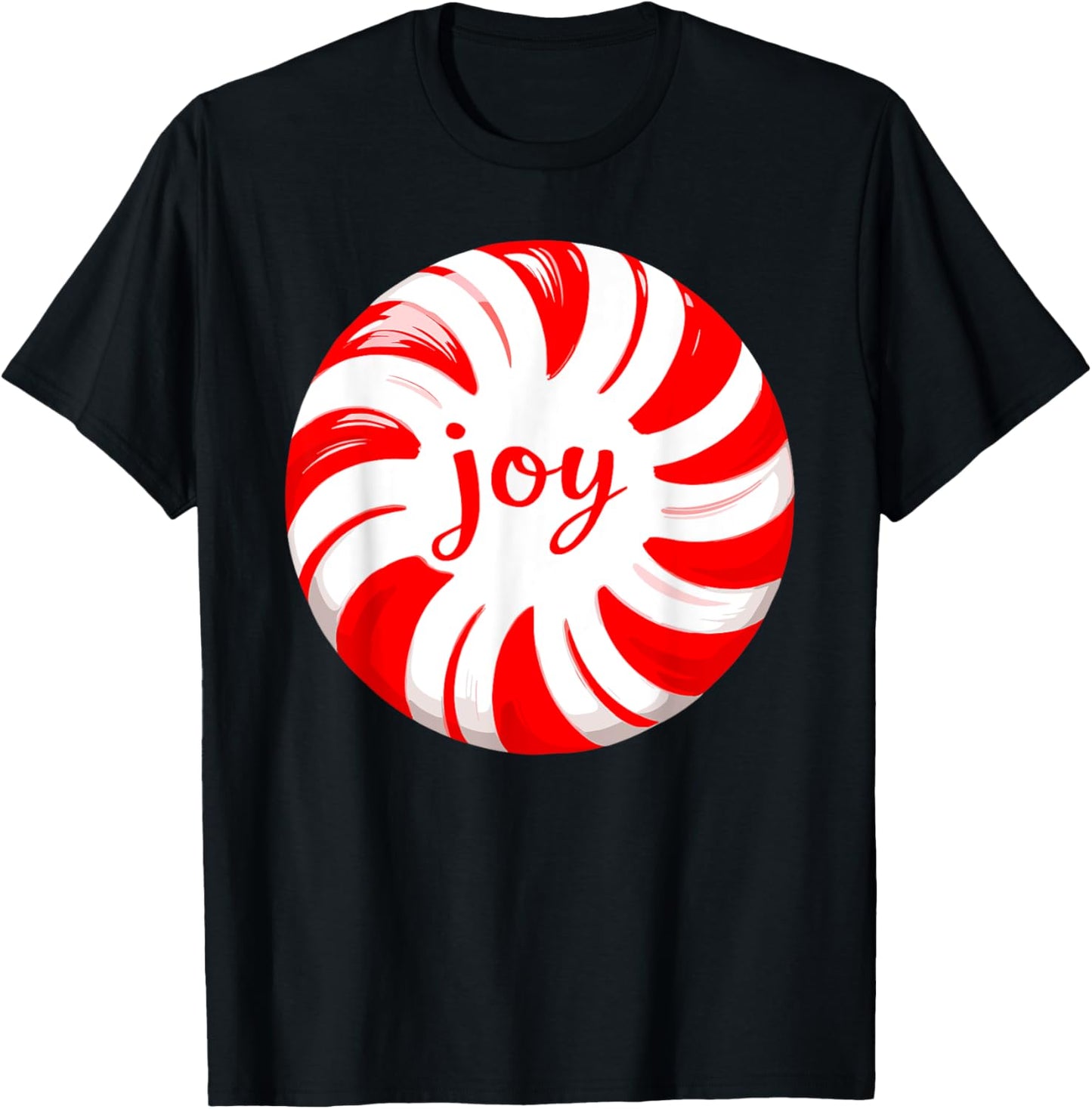 Peppermint Candy Cane Joy Merry Christmas Xmas Party T-Shirt - T-Shirt | Black