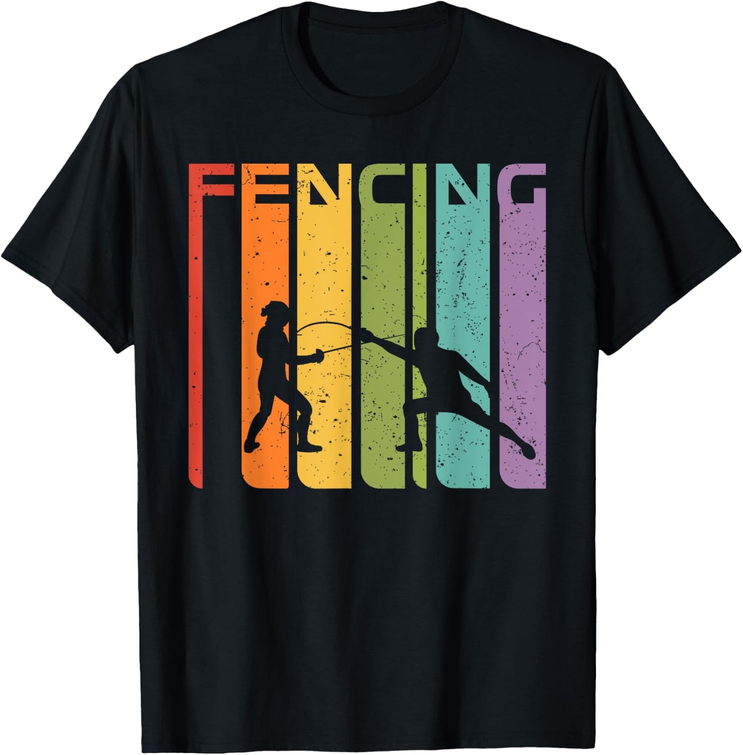 70s 80s Retro Fencing Sport Outfit Fencer Gift Fencing T-Shirt - T-Shirt | Black