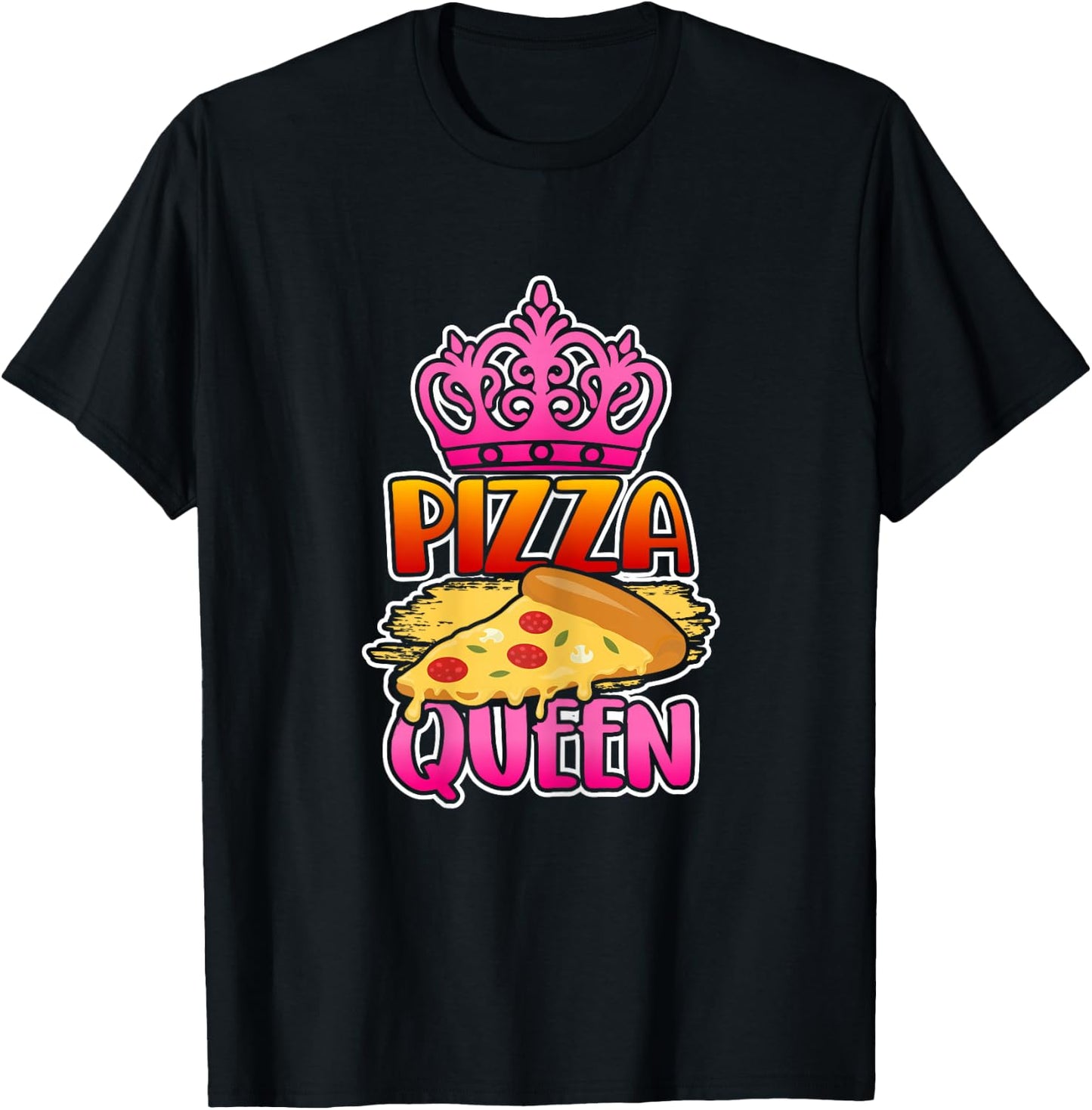 Pizza Queen Crown Funny Girls Pizza Lovers Gift T-Shirt - T-Shirt | Black