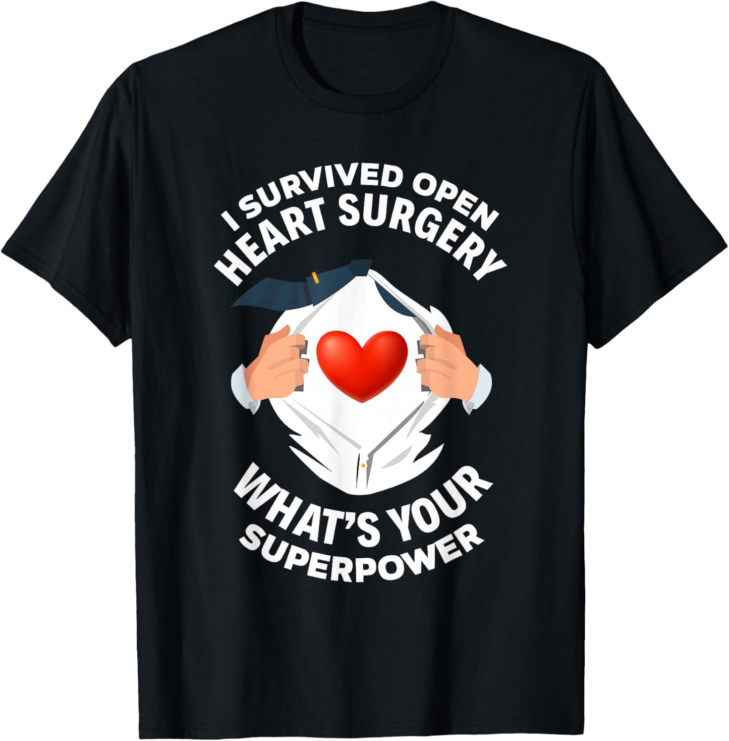 I Survived Open Heart Surgery Funny Bypass Heart Survivor T-Shirt - T-Shirt | Black