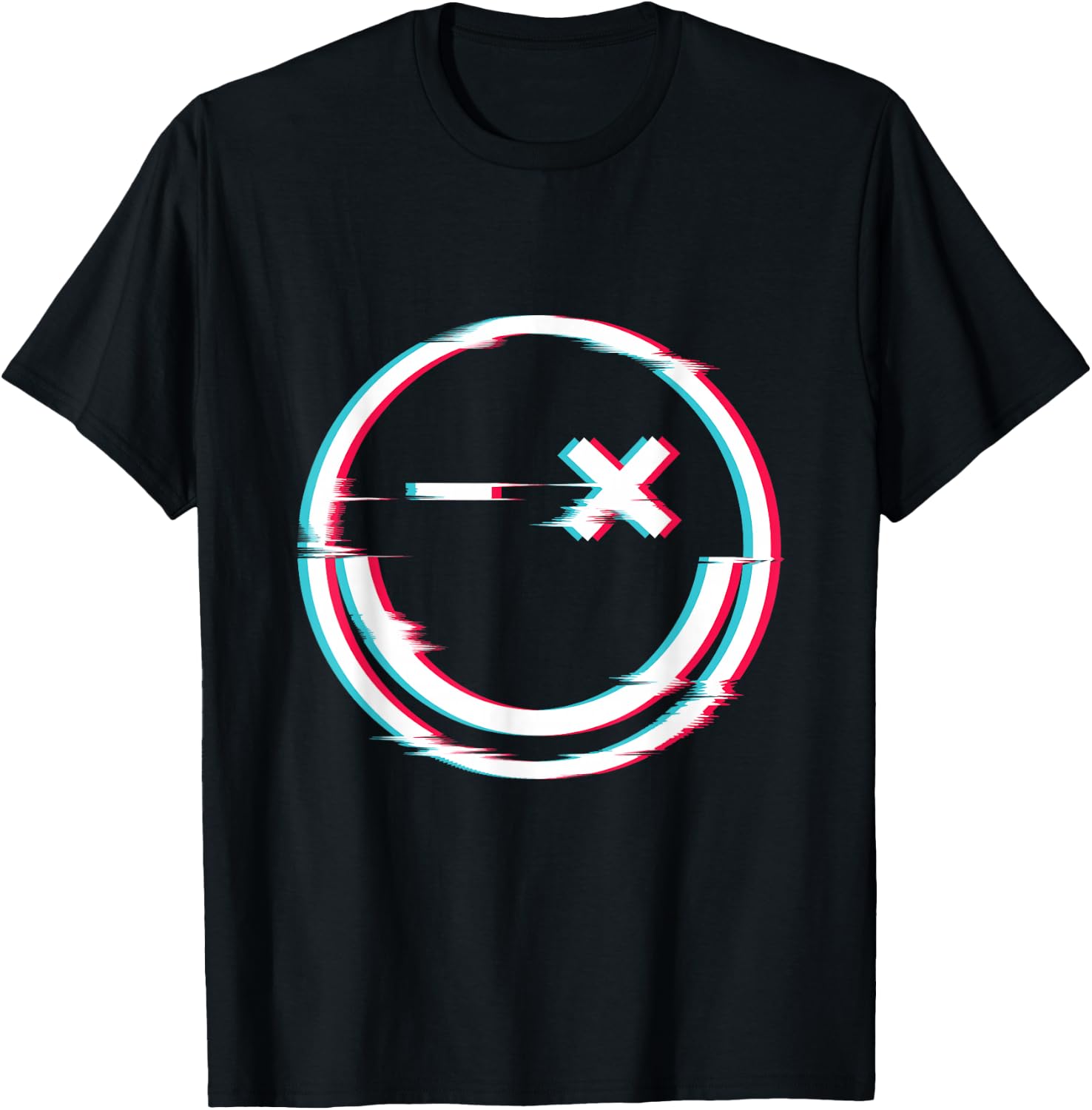 Smile face glitch T-Shirt - T-Shirt | Black