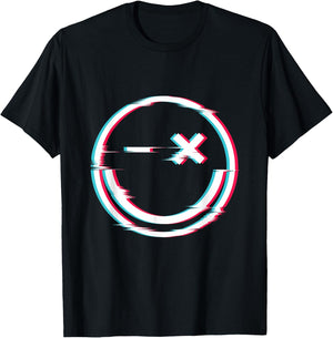 Smile face glitch T-Shirt - T-Shirt | Black