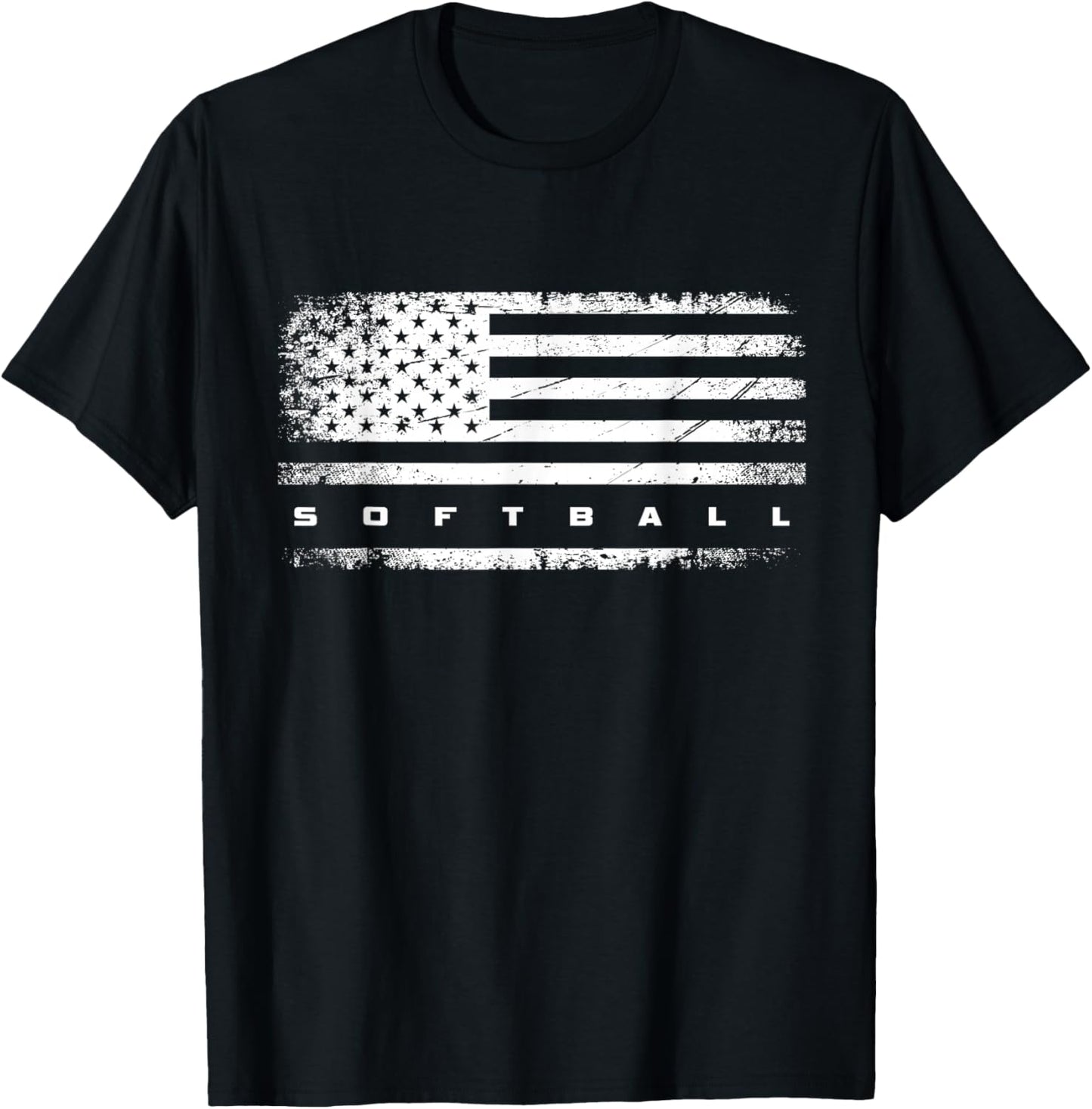 American Flag Softball Apparel - Softball T-Shirt - T-Shirt | Black