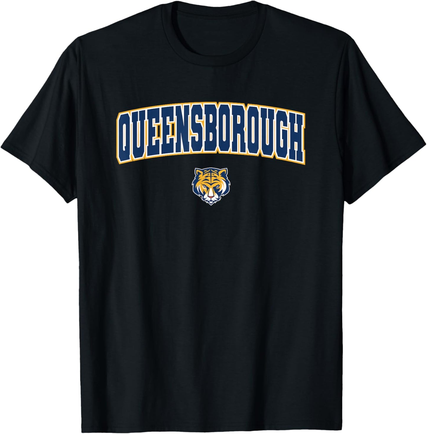 Queensborough Community College QCC Tigers Arch Logo T-Shirt - T-Shirt | Black
