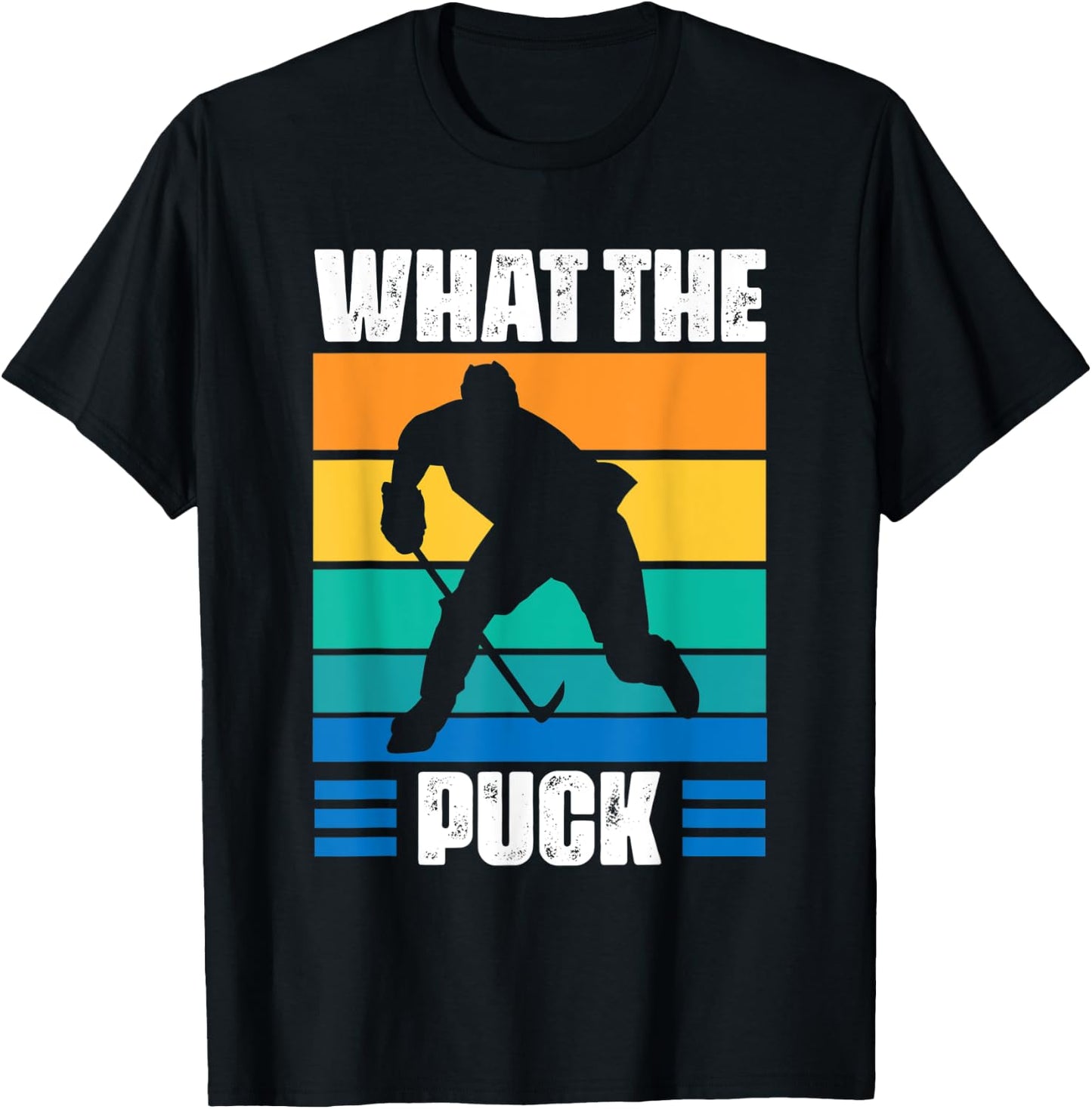 Funny What The Puck | Vintage Ice Hockey Player T-Shirt - T-Shirt | Black
