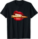 Bite the Bullet Lips | Sexy Gun Pop Art Gift T-Shirt - T-Shirt | Black