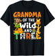 Grandma Of The Wild and Three Safari Jungle Zoo Theme Party T-Shirt - T-Shirt | Black