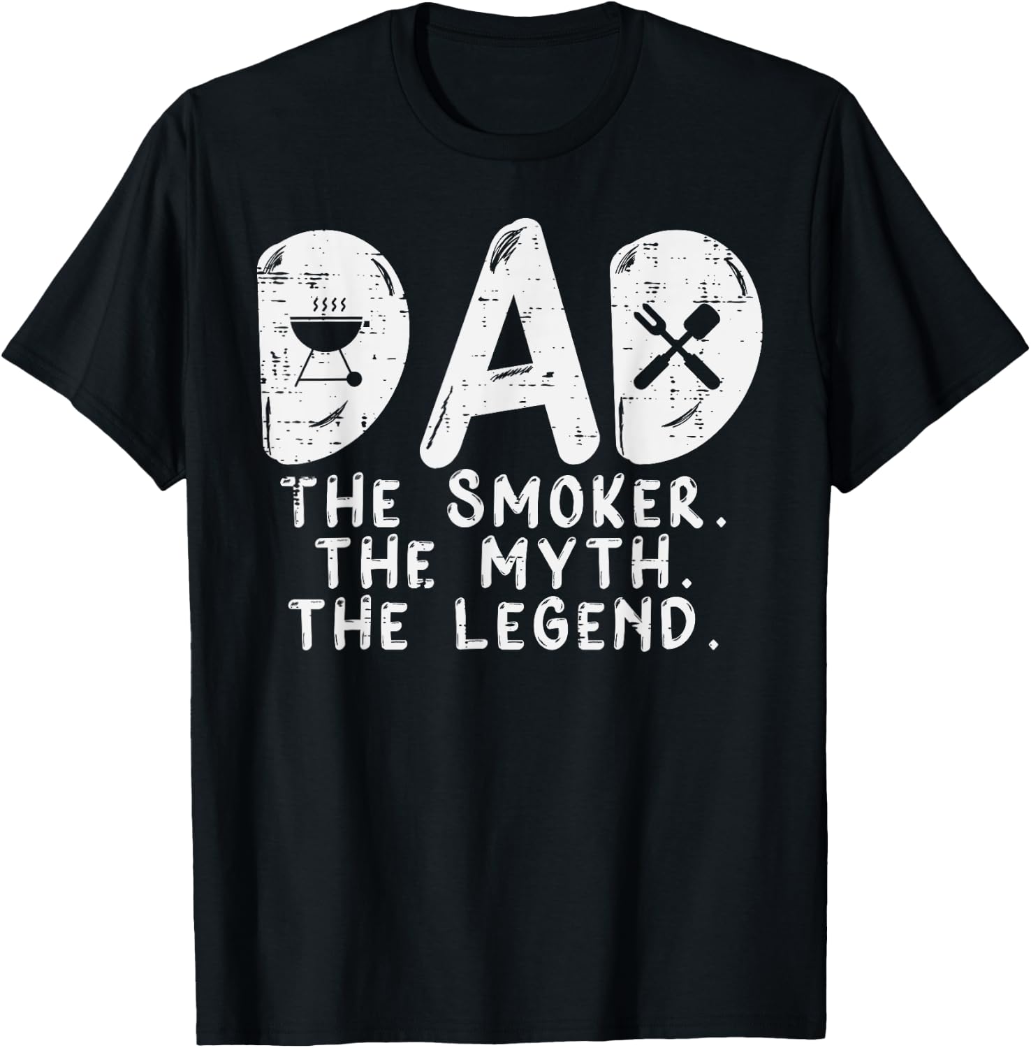 Dad Smoker Myth Legend Bbq Grilling Smoking Father Daddy Men T-Shirt - T-Shirt | Black