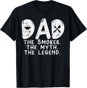 Dad Smoker Myth Legend Bbq Grilling Smoking Father Daddy Men T-Shirt - T-Shirt | Black