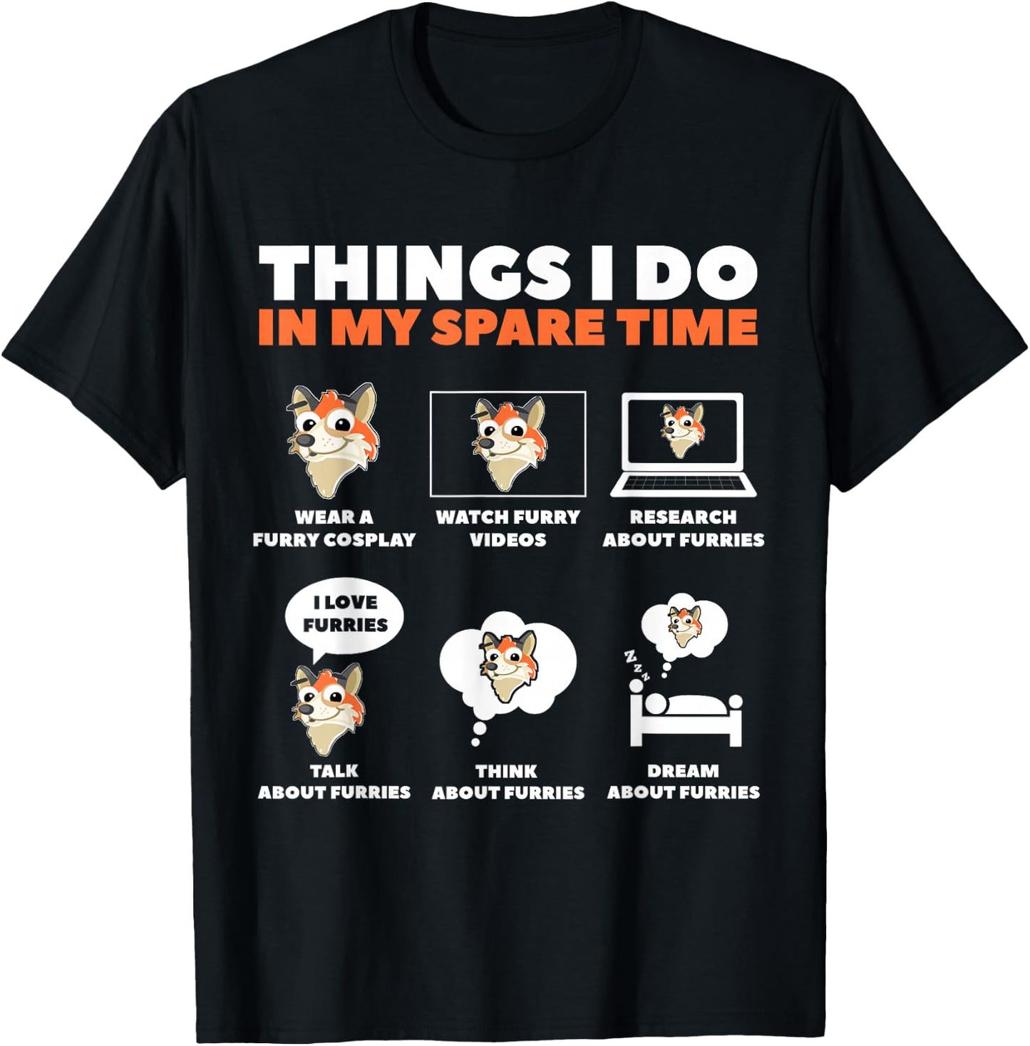 Things I Do in My Free Time Furry Cosplay T-Shirt - T-Shirt | Black