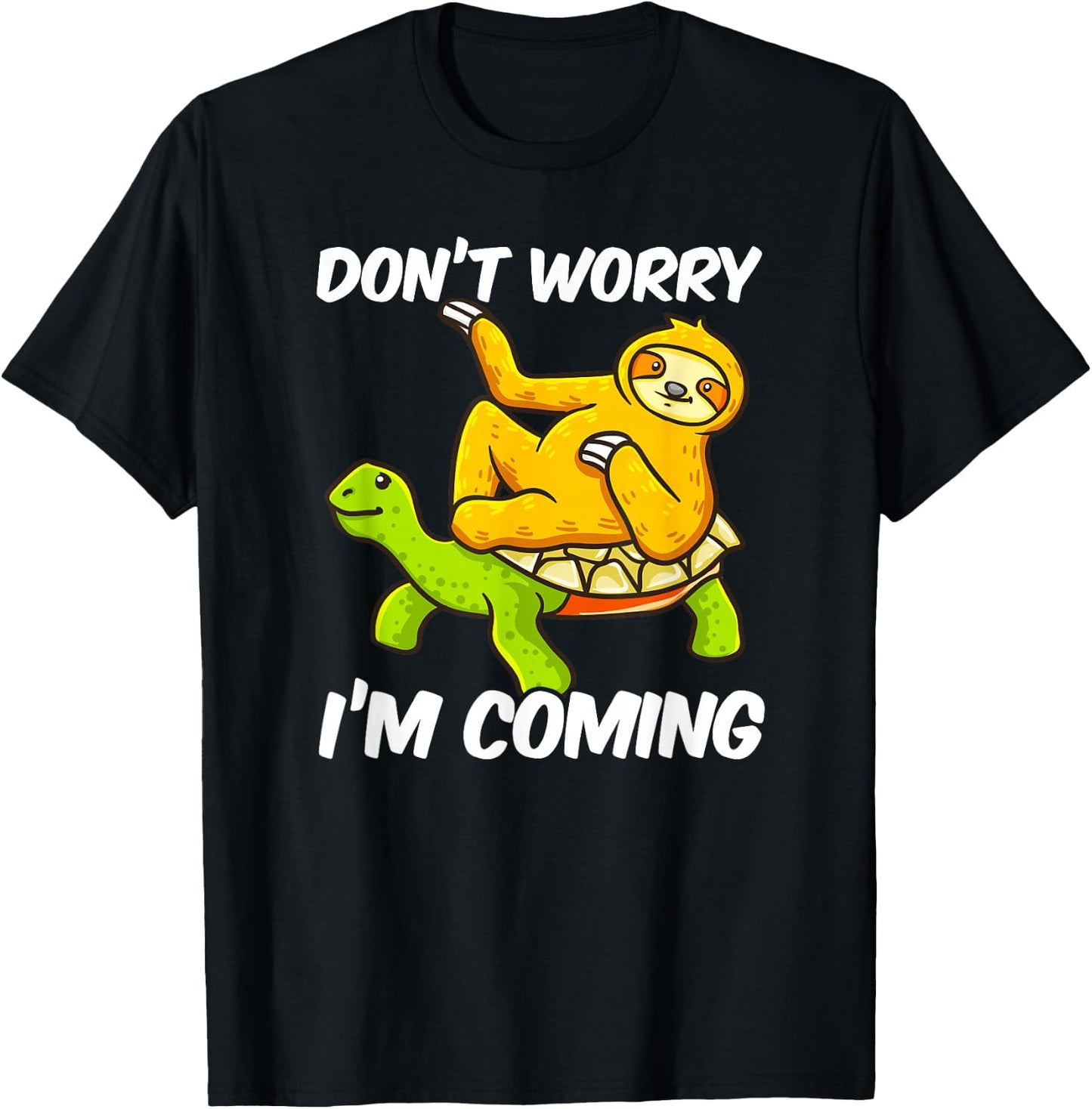 Sloth Riding Turtle Tortoise Men Sloth Lovers T-Shirt - T-Shirt | Black