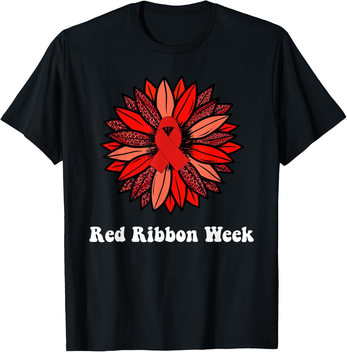 Red Ribbon Week Shirt Red Ribbon Sunflower Red Ribbon Week T-Shirt - T-Shirt | Black