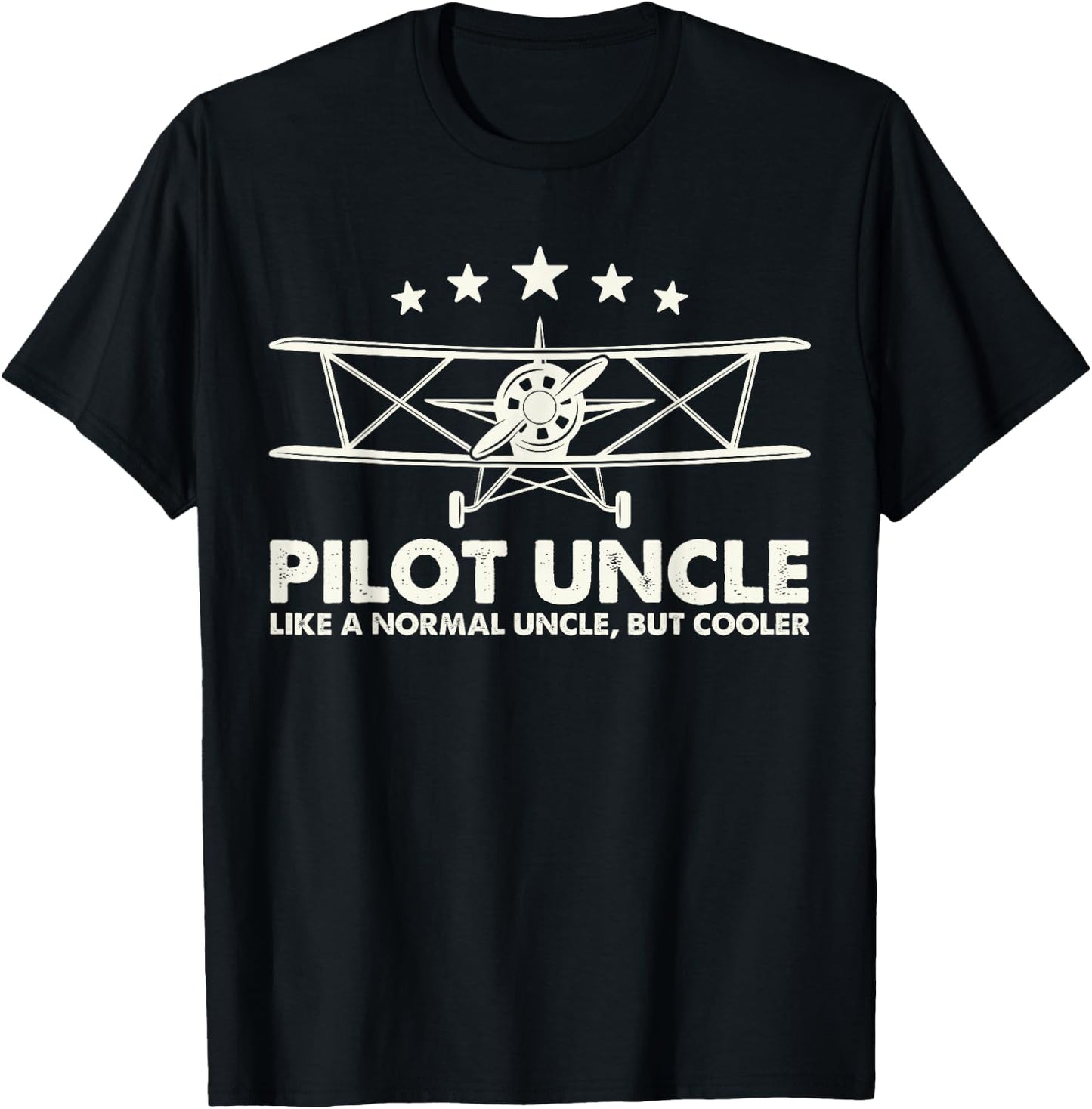 Pilot Uncle Like A Normal Uncle But Cooler Plane Aviation T-Shirt - T-Shirt | Black