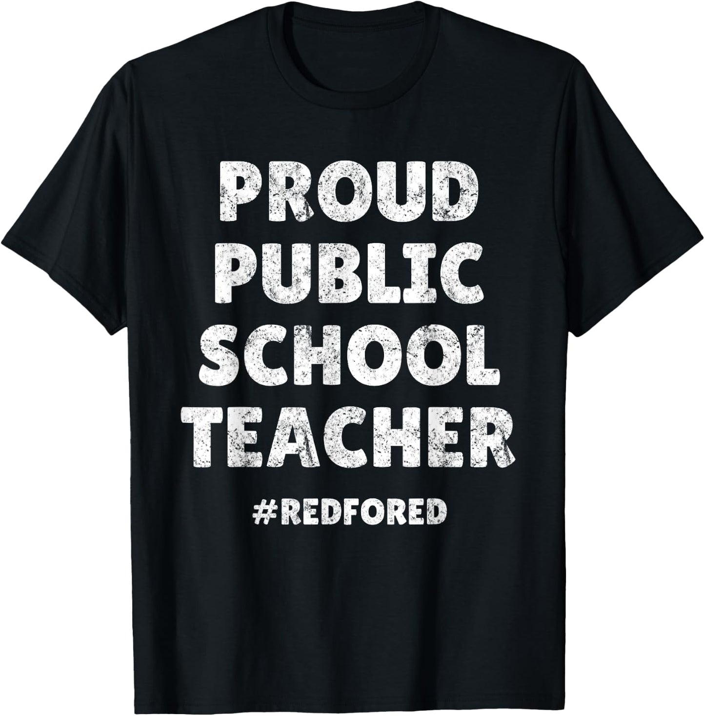 Vintage Proud Public School Teacher Red For Ed T-Shirt - T-Shirt | Black