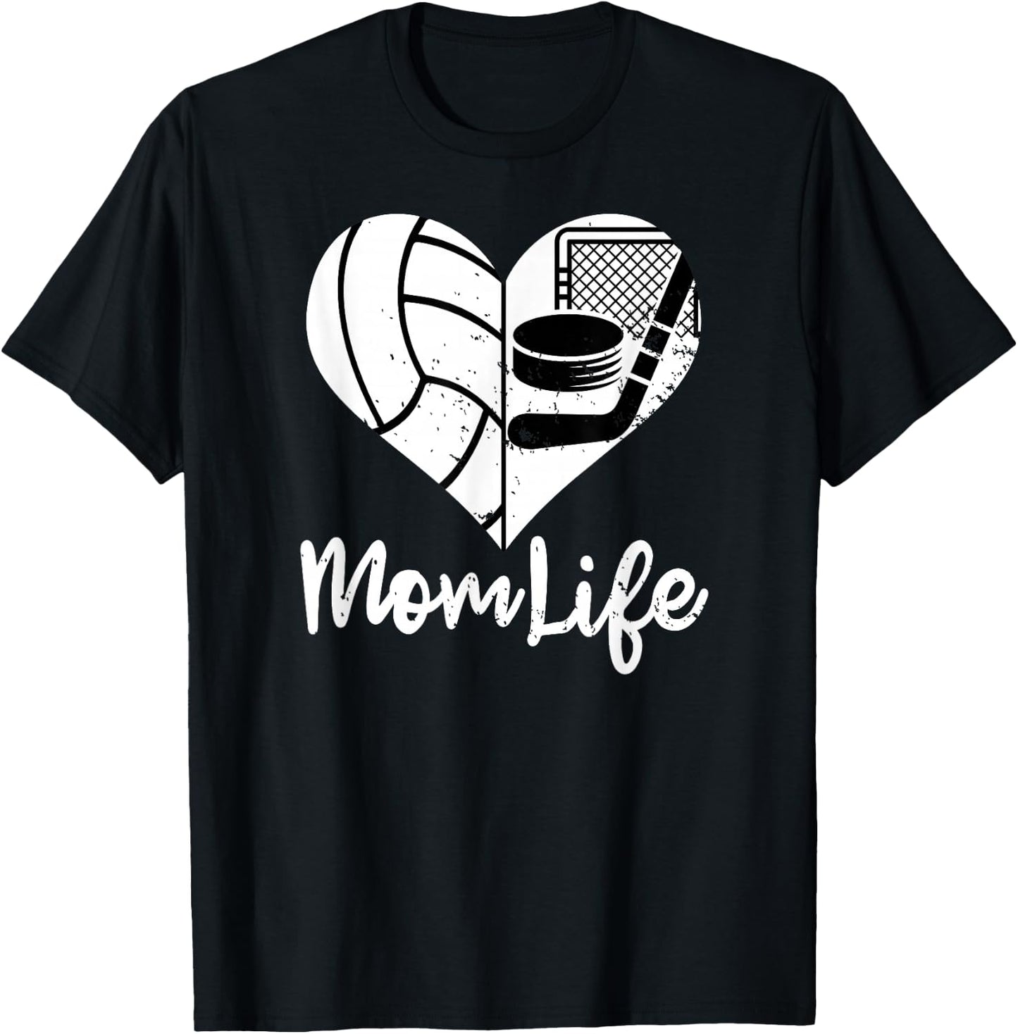 Mom Life Funny Volleyball Hockey Mom T-Shirt - T-Shirt | Black