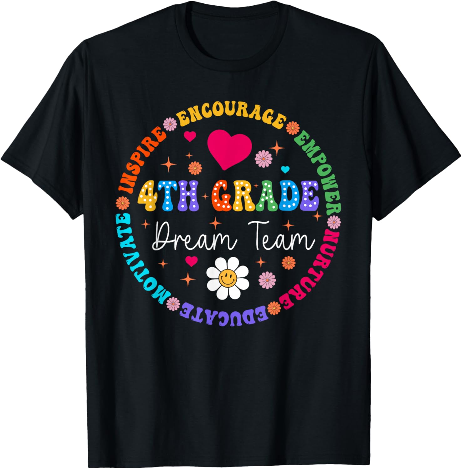 4th Grade Dream Team Fourth Grade Teacher Back to School T-Shirt - T-Shirt | Black