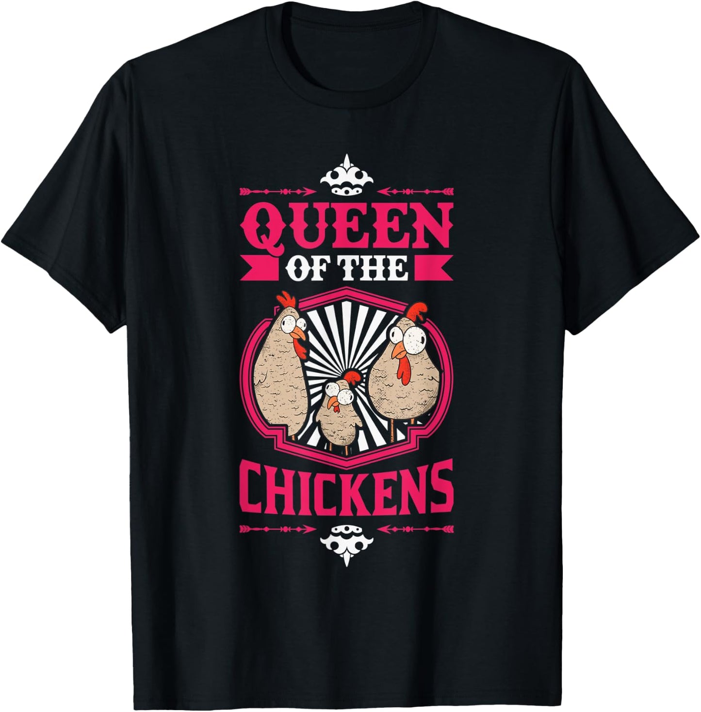 Queen of the Chickens Girl Chicken Farmer T-Shirt - T-Shirt | Black