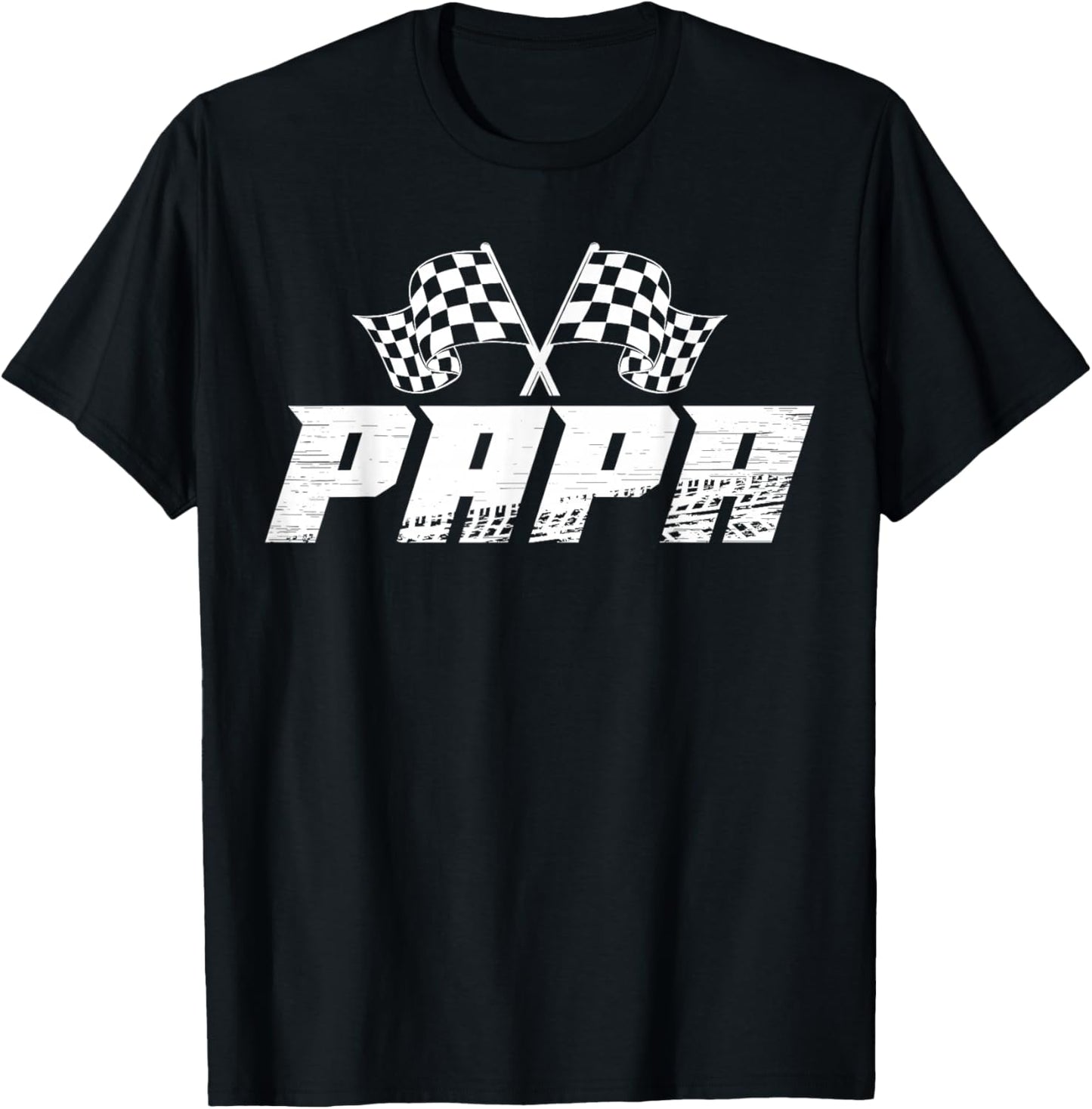 Papa Pit Crew Family Racing Birthday Race Car T-Shirt - T-Shirt | Black