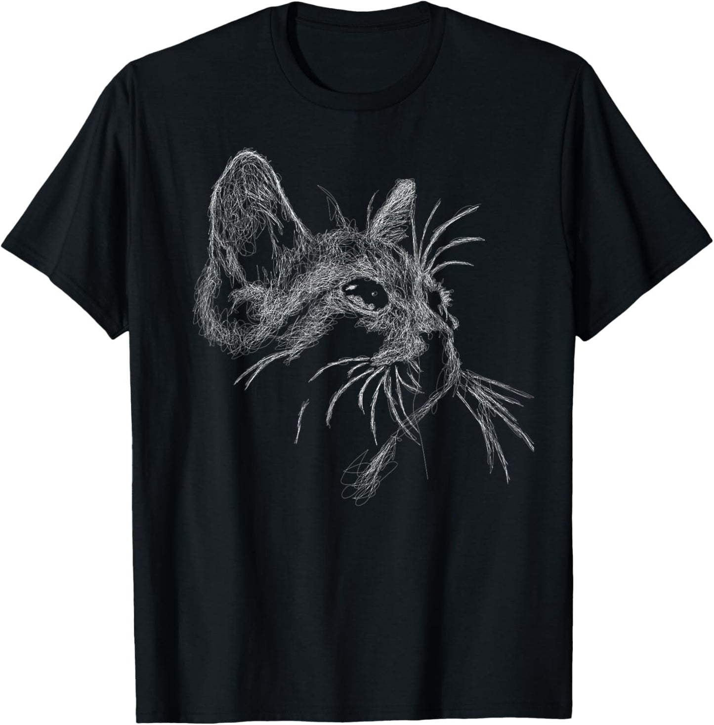 Cute Cat scribble art sketch for kitten lover Kitty cats Men Women Kids T-Shirt - T-Shirt | Black