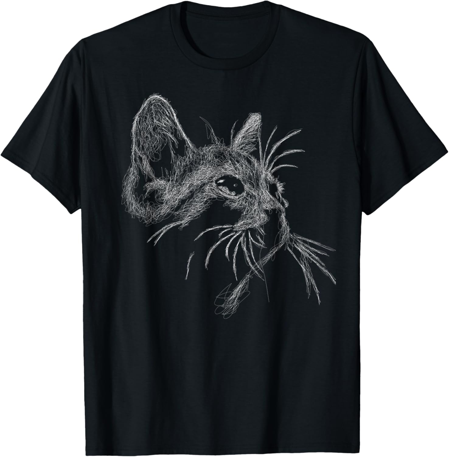 Cute Cat scribble art sketch for kitten lover Kitty cats Men Women Kids T-Shirt - T-Shirt | Black