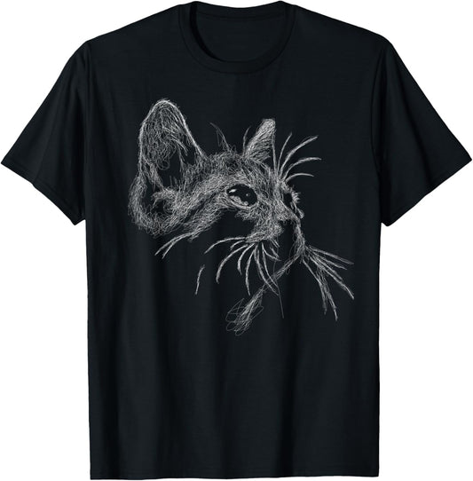 Cute Cat scribble art sketch for kitten lover Kitty cats Men Women Kids T-Shirt - T-Shirt | Black
