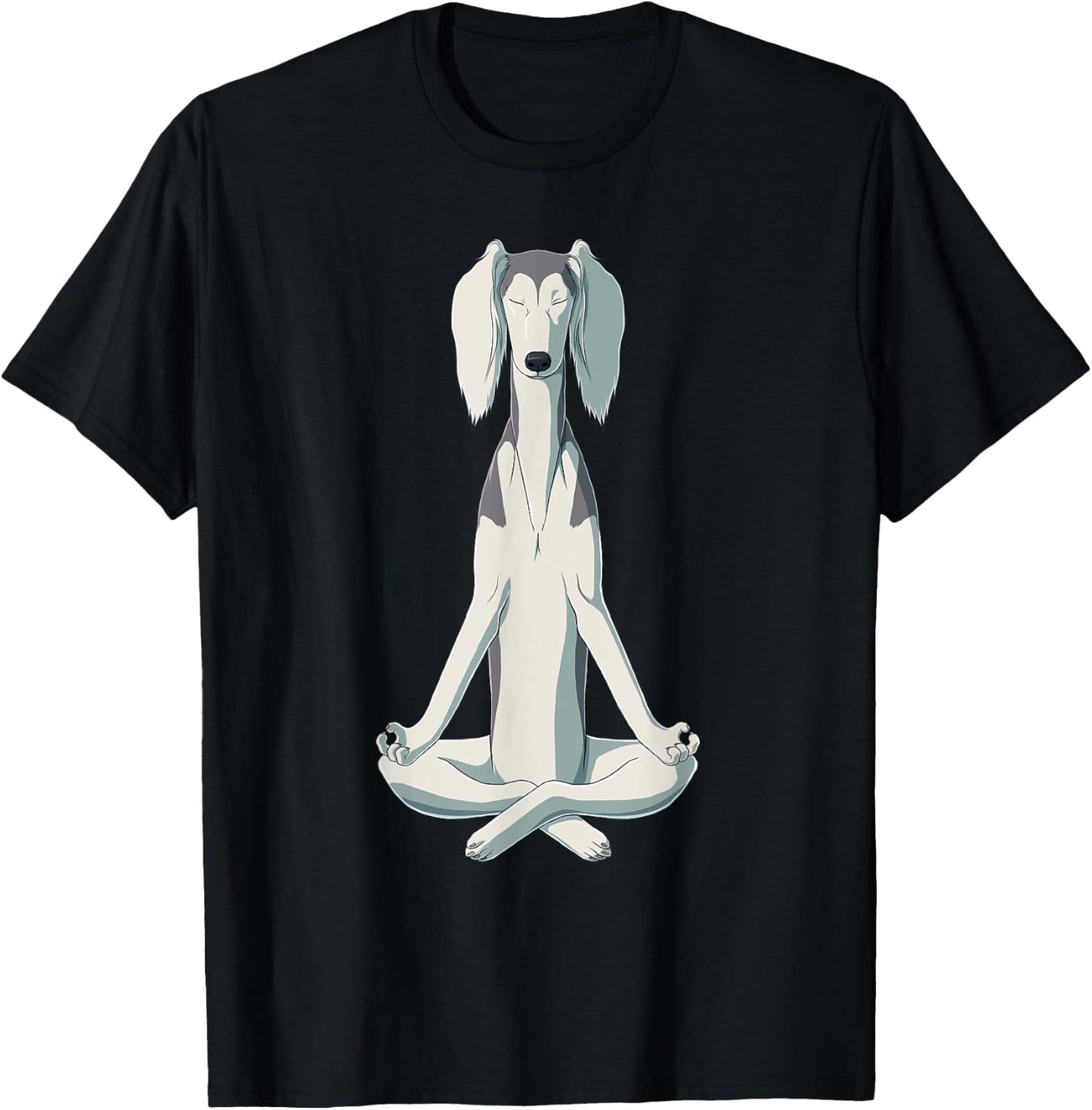 Funny Yoga Dog Saluki Women Girls Kids T-Shirt - T-Shirt | Black