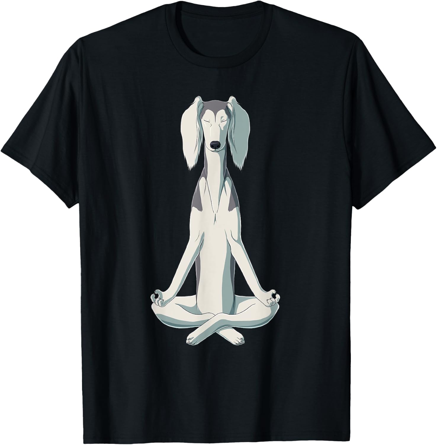 Funny Yoga Dog Saluki Women Girls Kids T-Shirt - T-Shirt | Black