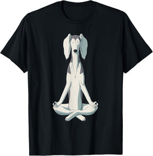 Funny Yoga Dog Saluki Women Girls Kids T-Shirt - T-Shirt | Black