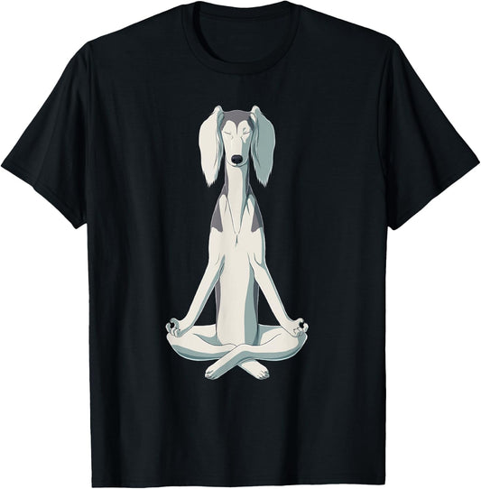 Funny Yoga Dog Saluki Women Girls Kids T-Shirt - T-Shirt | Black