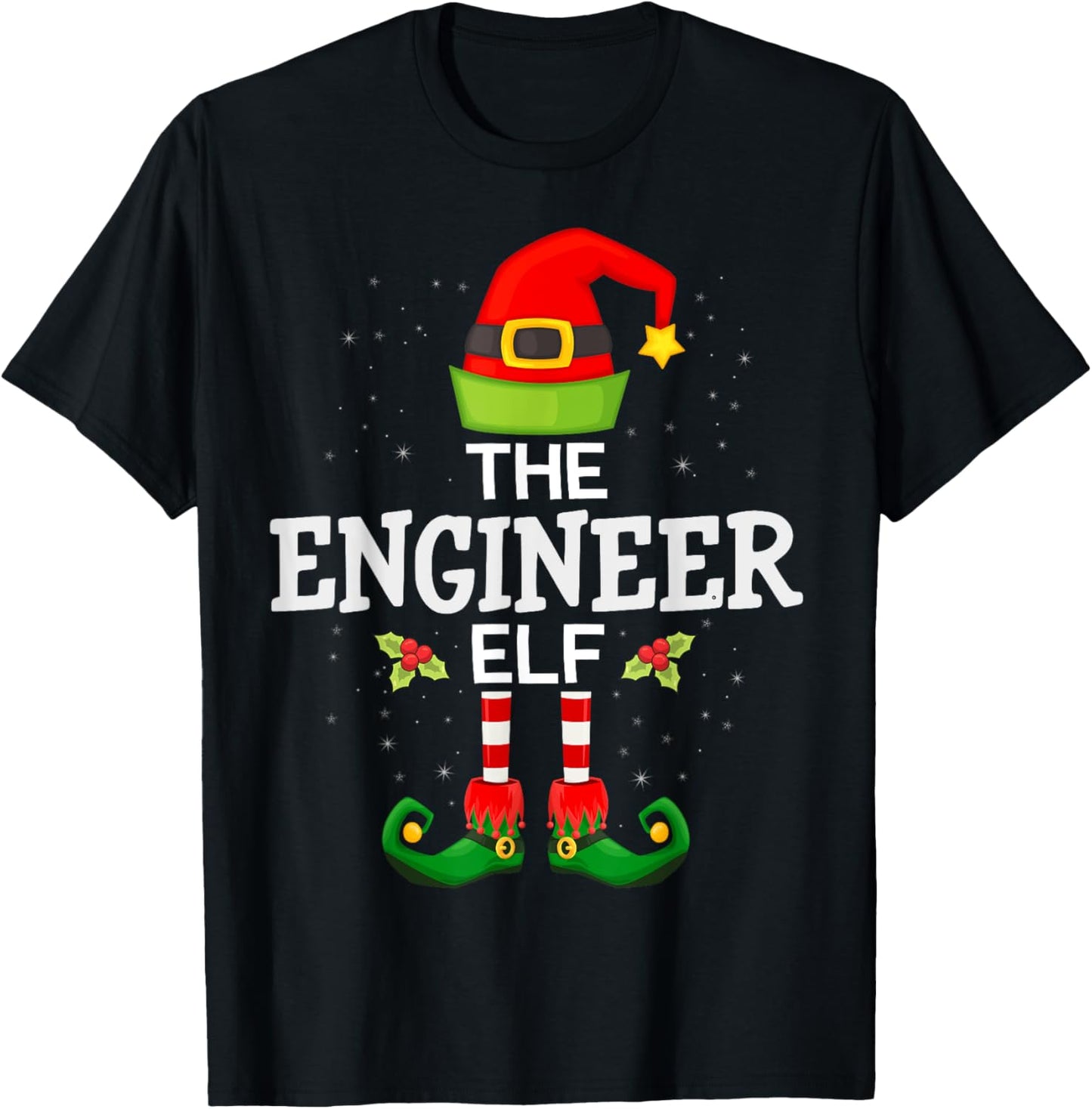 The Engineer Elf Christmas Family Matching Pajama T-Shirt - T-Shirt | Black