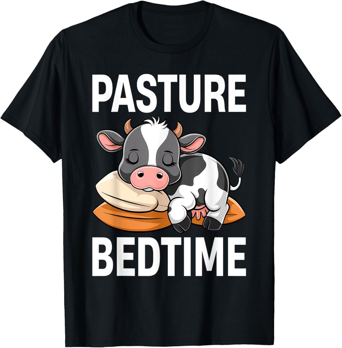 Funny Pasture Bedtime Cute Cow Pajamas PJ Sleep T-Shirt - T-Shirt | Black