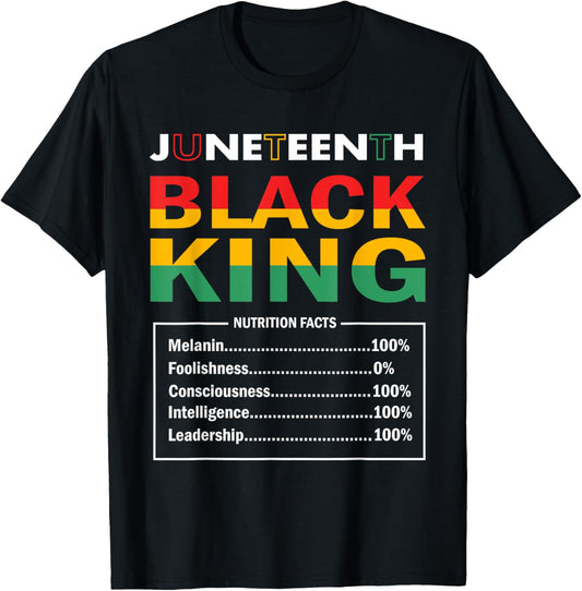 Juneteenth Black King Nutritional Facts Black History Month T-Shirt - T-Shirt | Black