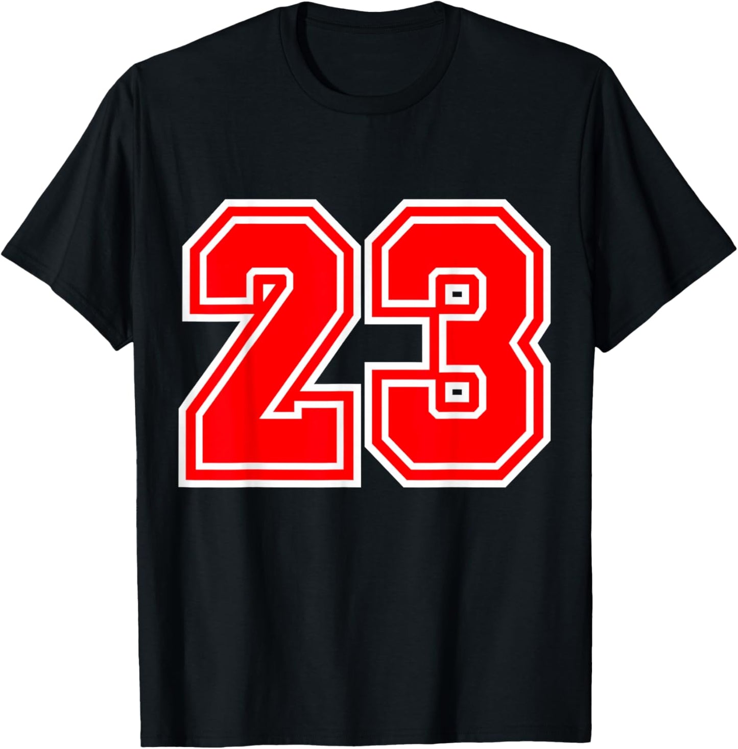 Number 23 Red Varsity Sports Team T-Shirt - T-Shirt | Black