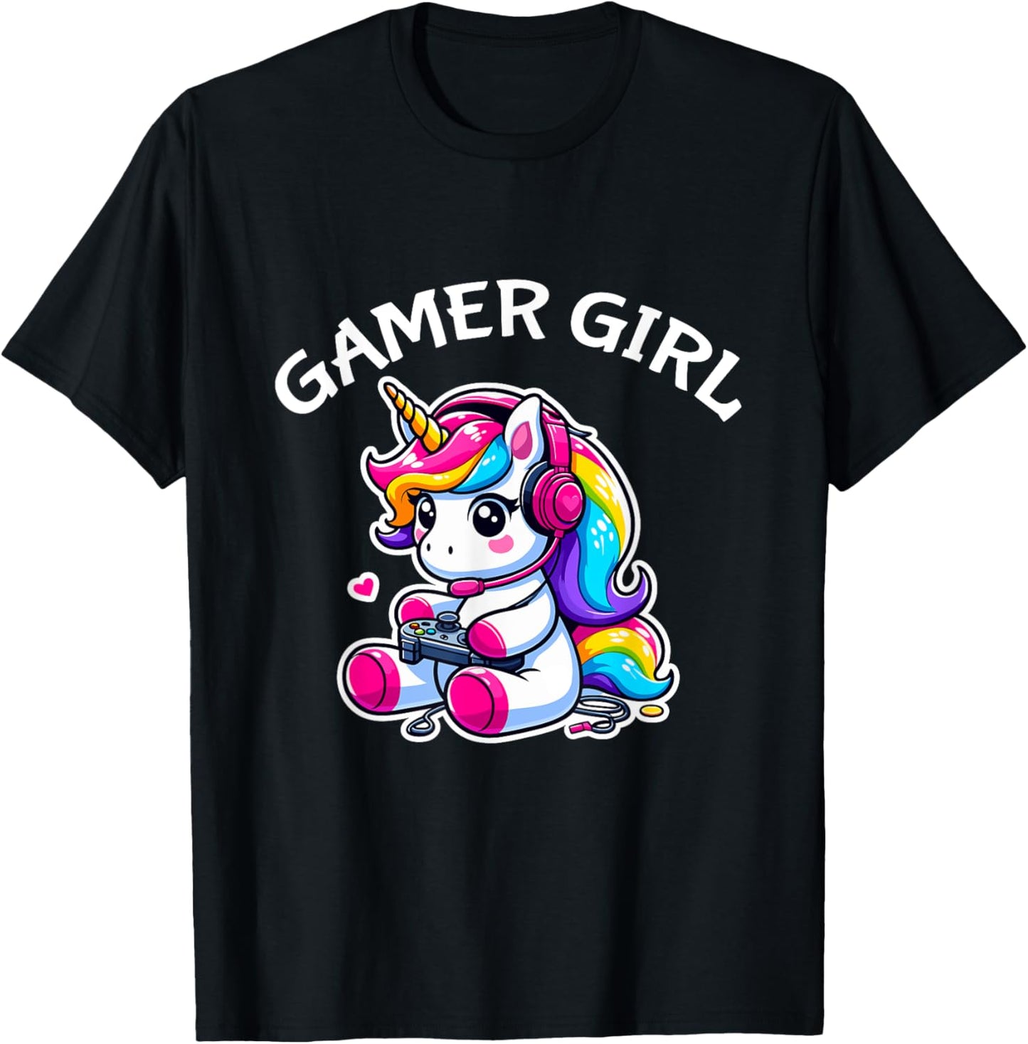 Cute Video Game Gaming Unicorn Gamer Girl T-Shirt - T-Shirt | Black