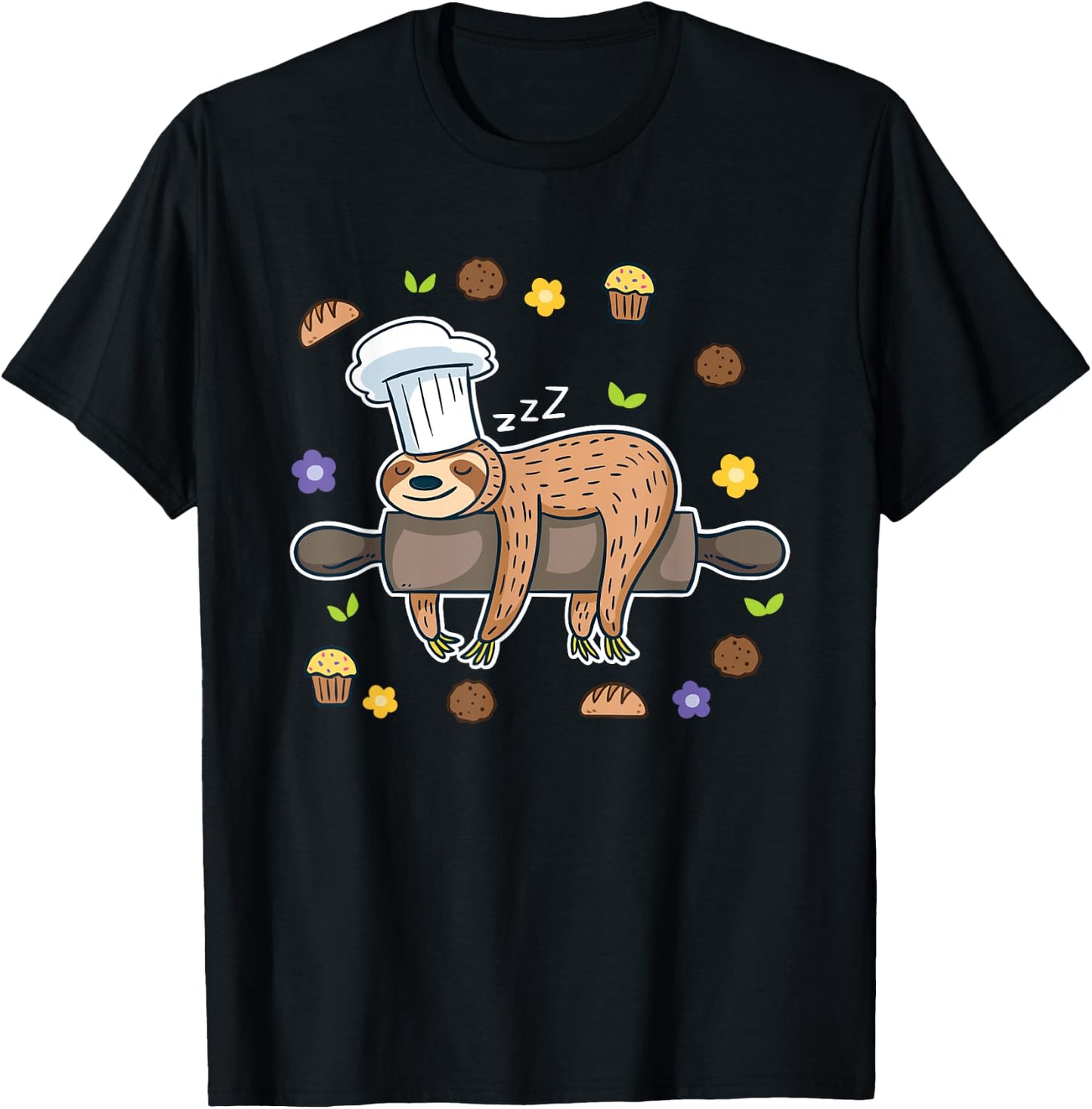 Funny Baking Gifts - Sloth Baker Cupcake Lover - Baker T-Shirt - T-Shirt | Black