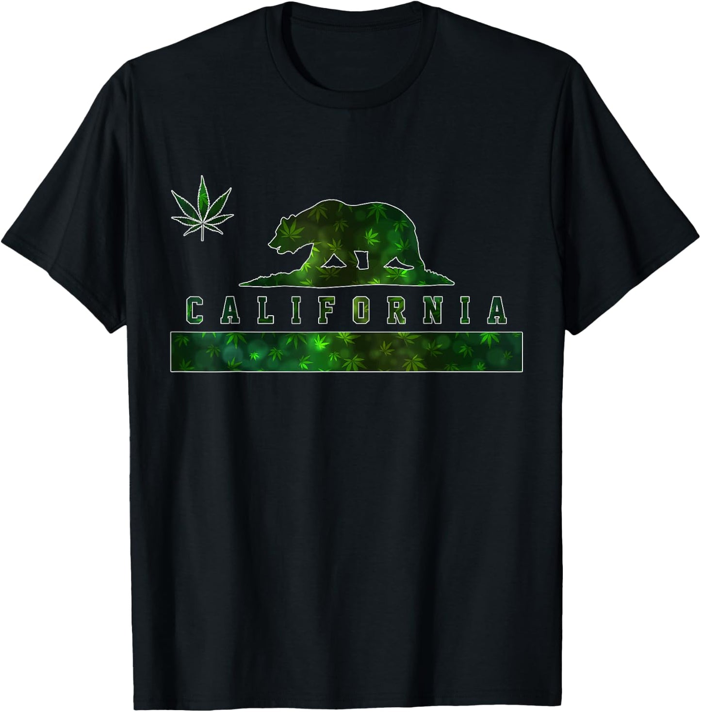 California Cannabis Weed Flag Bear Pot Marijuana 420 Gift T-Shirt - T-Shirt | Black