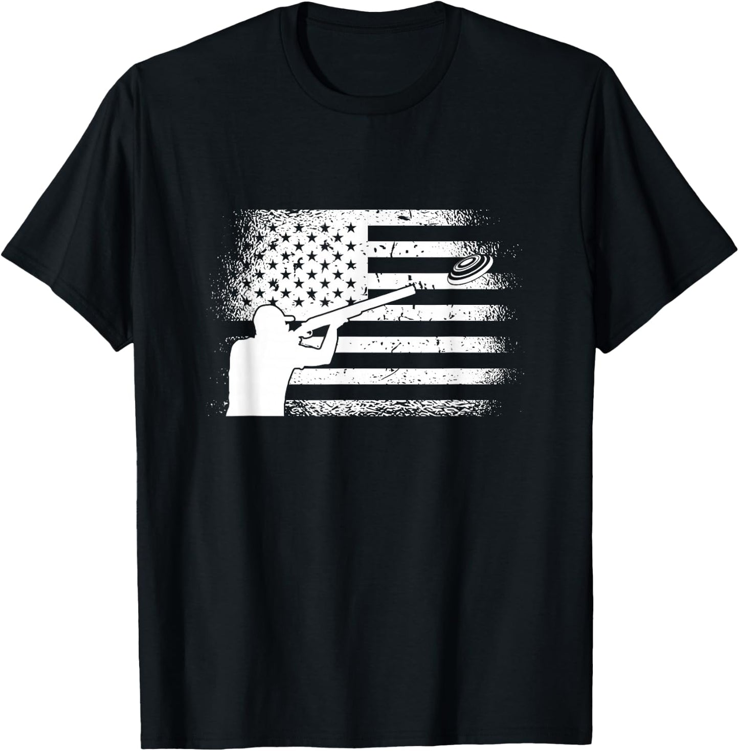 Patriotic Ton Shooter Clay Pigeon Shooting USA Flag T-Shirt - T-Shirt | Black