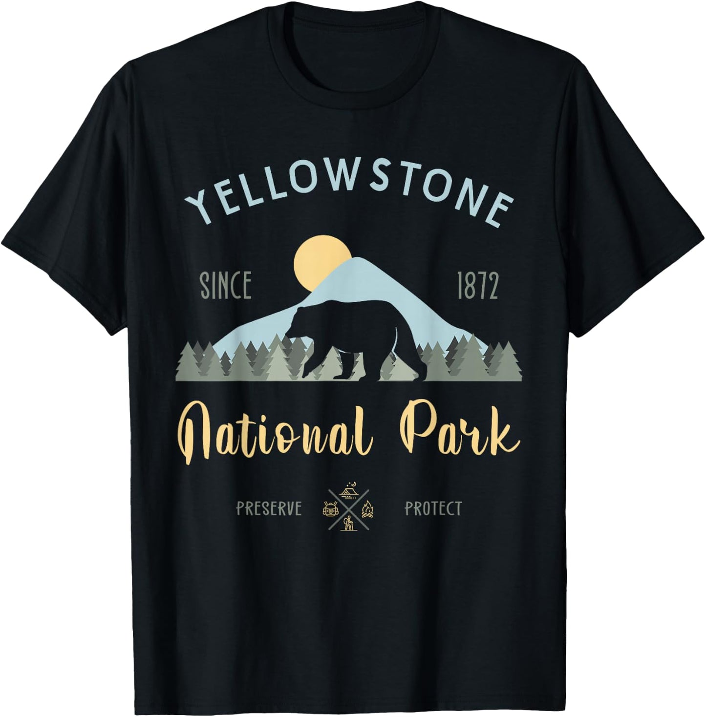 Outdoor National Park Yellowstone National Park T-Shirt - T-Shirt | Black