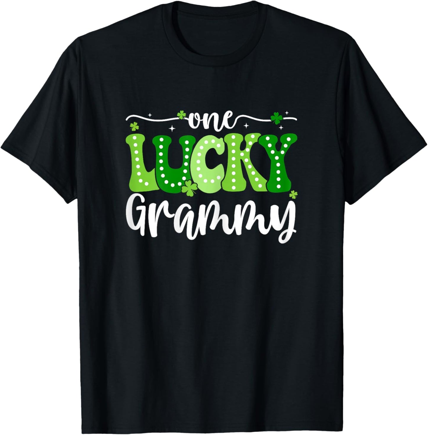 One Lucky Grammy Groovy Retro Grammy St Patrick's Day T-Shirt - T-Shirt | Black