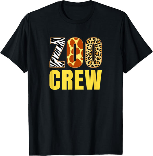 Zoo Crew Animal Print for Kids or Adults Zoo Group T-Shirt - T-Shirt | Black