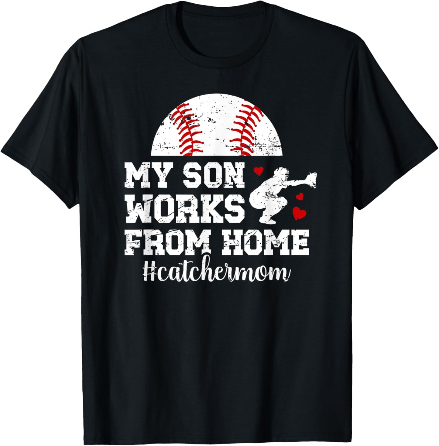 Funny Baseball Catcher Mom Of A Baseball Catcher Mother T-Shirt - T-Shirt | Black