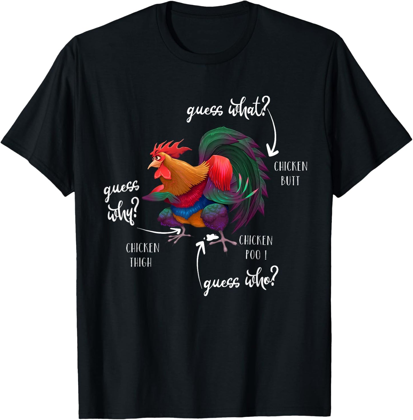 Guess What Chicken Butt Guess Why Chicke Thigh Guess Who Poo T-Shirt - T-Shirt | Black
