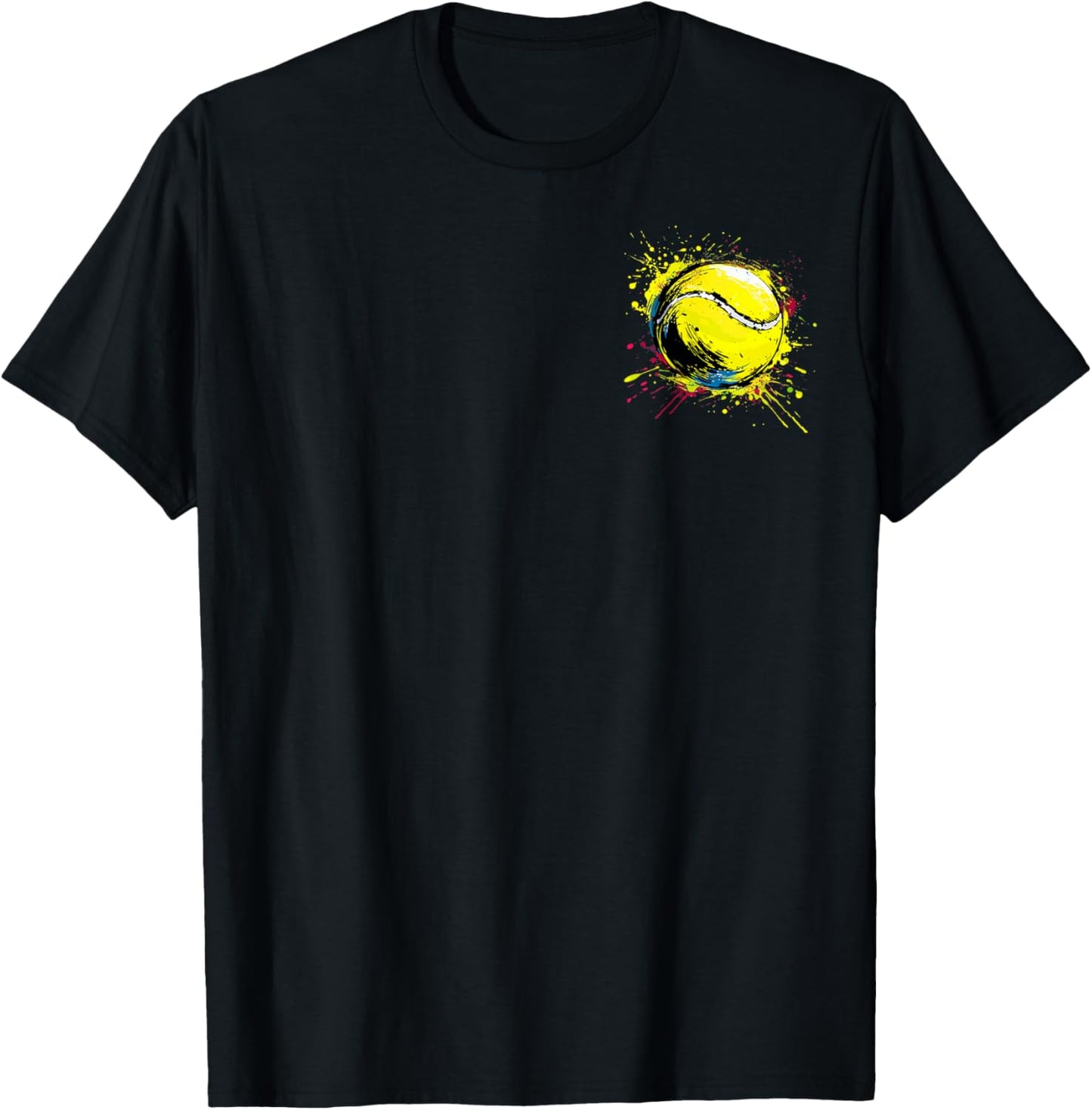 Tennis Ball Splash Art Tennis Colorful T-Shirt - T-Shirt | Black