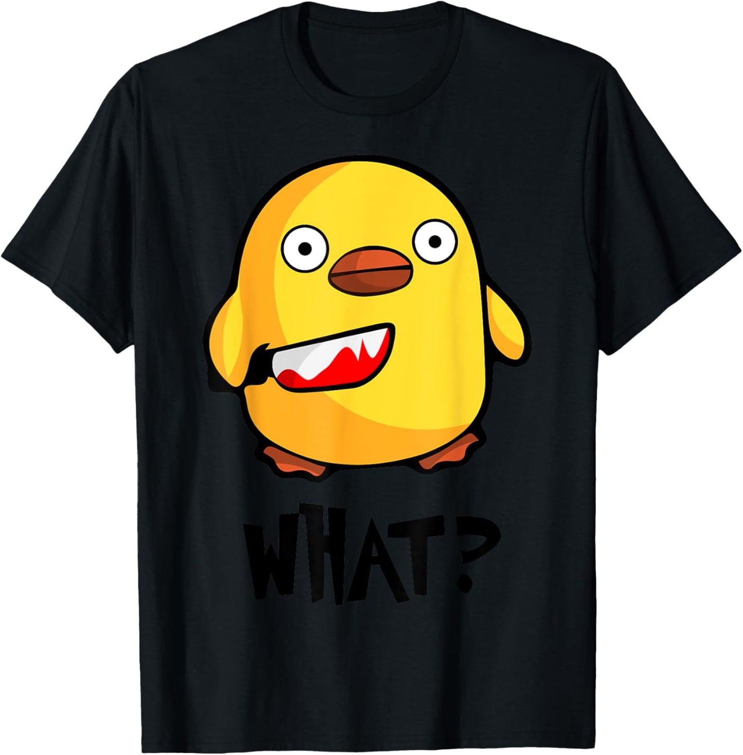 Chicken What? Funny Cute baby chick with knife T-Shirt - T-Shirt | Black
