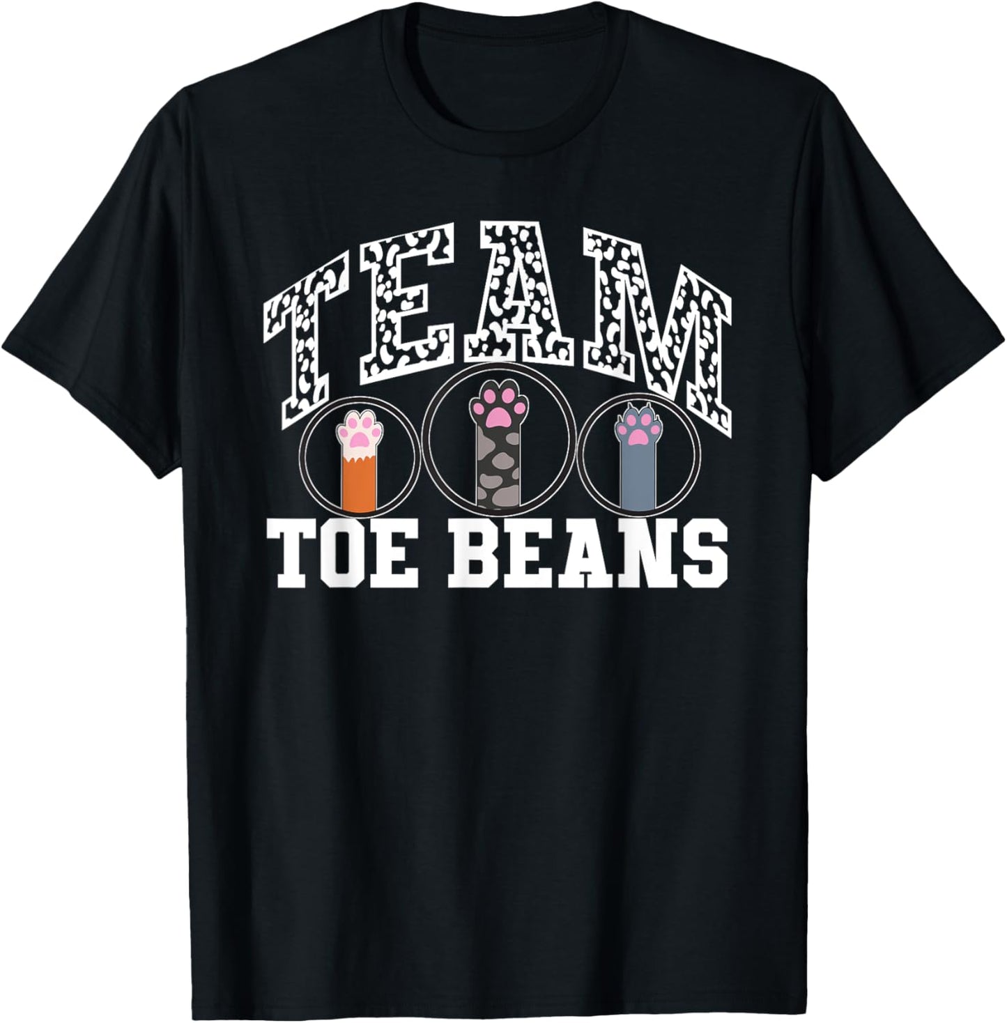 Team Toe Beans Funny Cat People Cat Person Football Game Paw T-Shirt - T-Shirt | Black