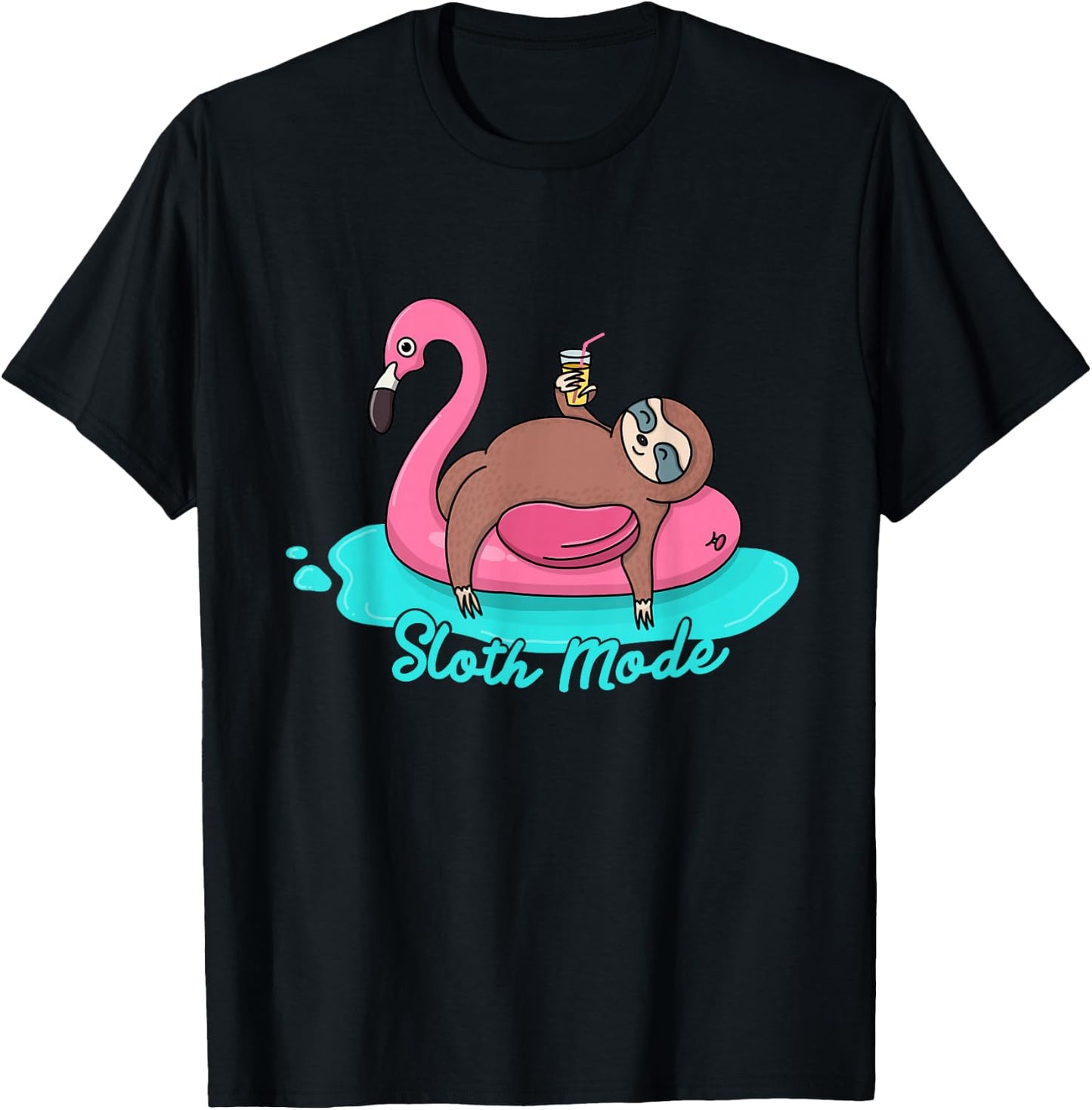 Sloth Mode inflatable Flamingo adult and youth gift T-Shirt - T-Shirt | Black