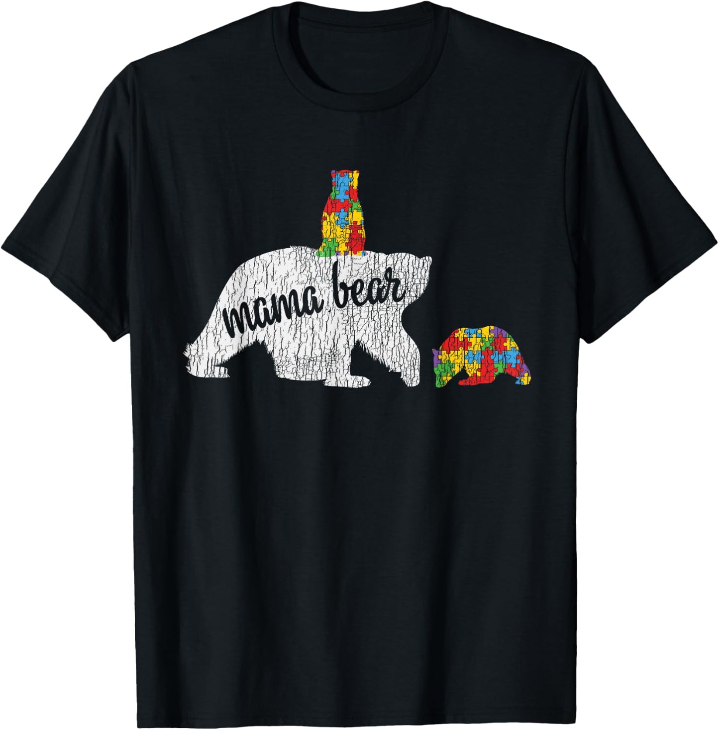 Autism Awareness Mama Bear Autistic Kids Awareness Mom Gift T-Shirt - T-Shirt | Black