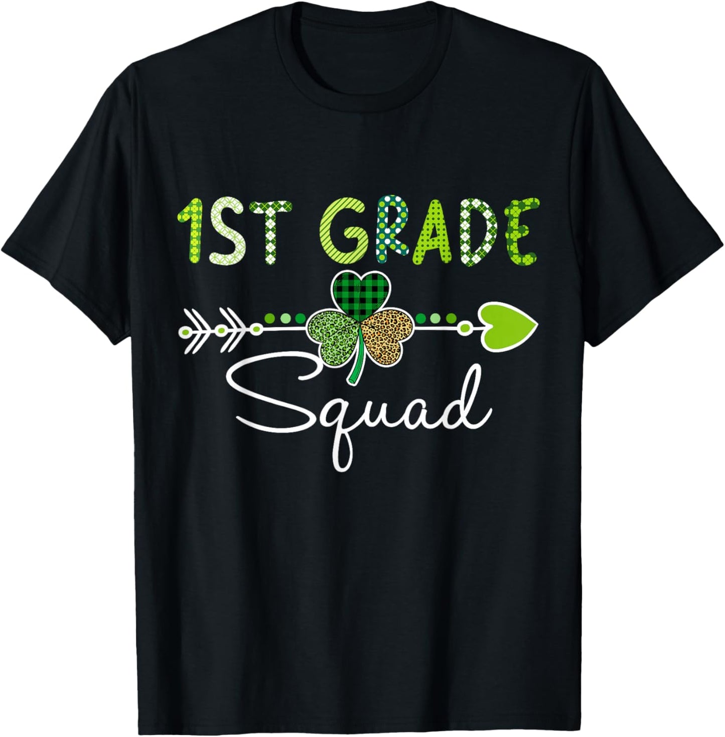 One Lucky First Grade Teacher Squad Clover St Patrick's Day T-Shirt - T-Shirt | Black