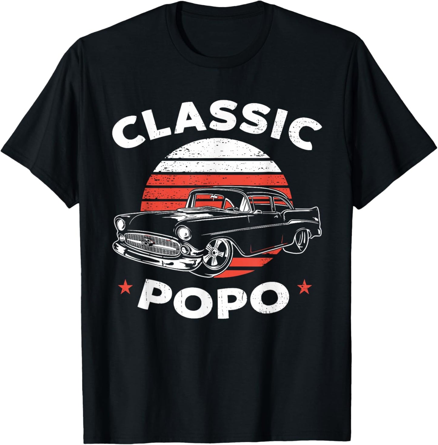 Popo Vintage Retro Classic Funny Car Lover Enthusiast T-Shirt - T-Shirt | Black