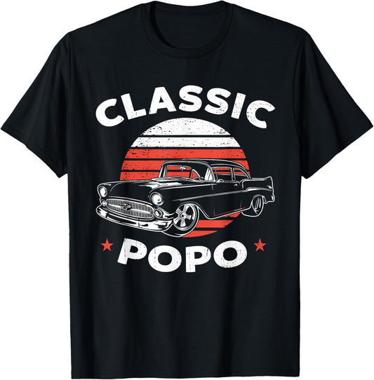 Popo Vintage Retro Classic Funny Car Lover Enthusiast T-Shirt - T-Shirt | Black